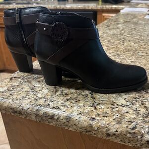 Brighton Black Leather Ankle Booties